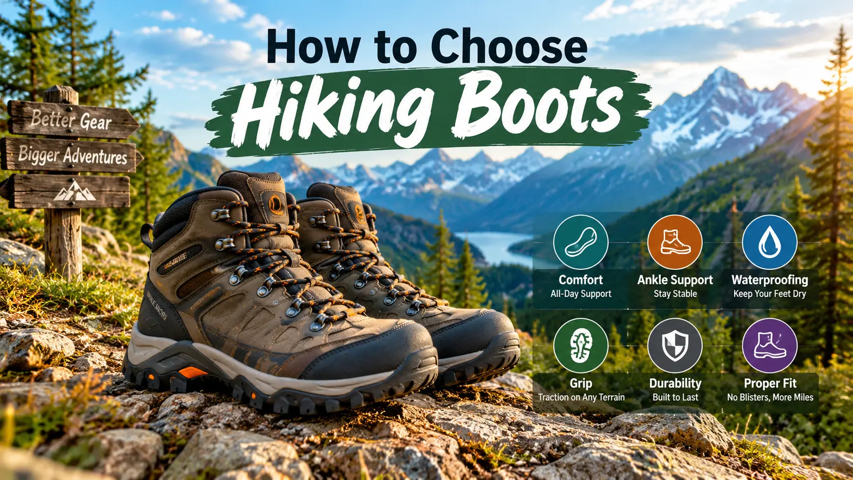 How to choose hiking boots: waterproof mid-cut hiking boots on a muddy trail
