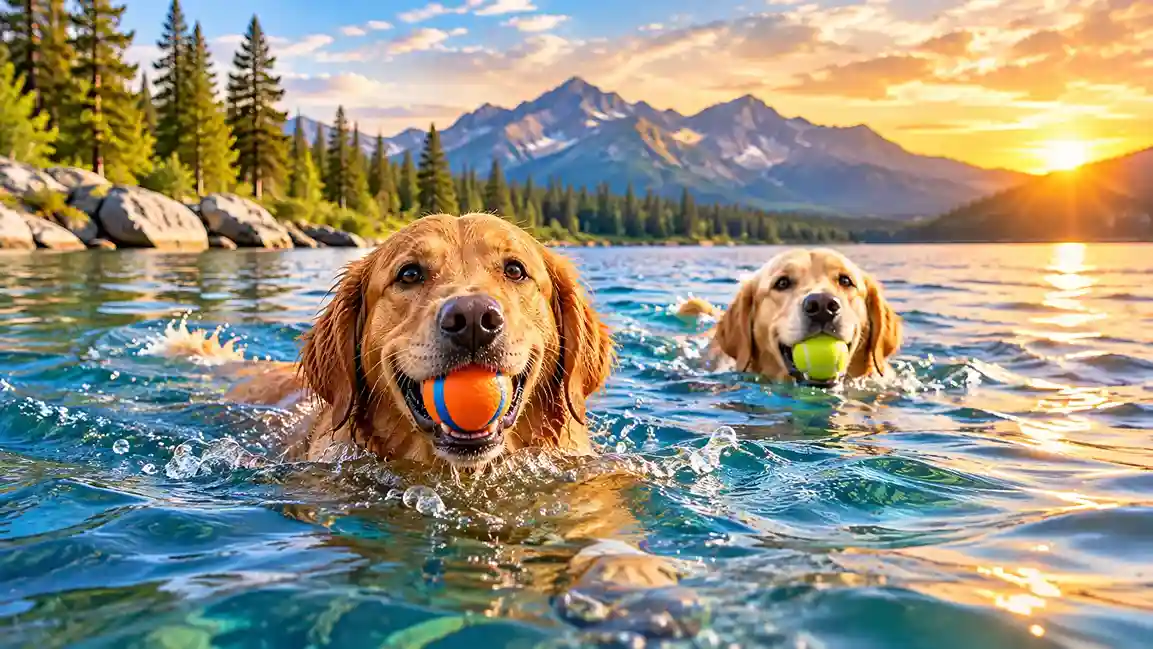 Happy dog in a life jacket riding on a boat, enjoying dogs on the water safety tips