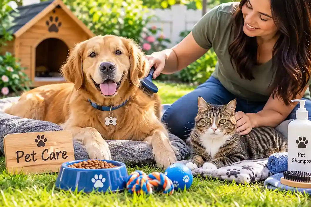 Warm Backyard Pet Care Moment